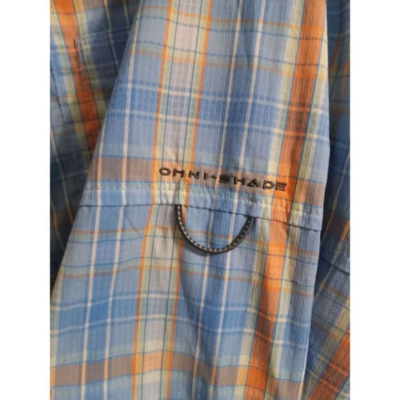 Columbia PFG XL Blue Plaid Button Down Omni Shade Comfort Casual Occasion Shirt - Picture 4 of 5